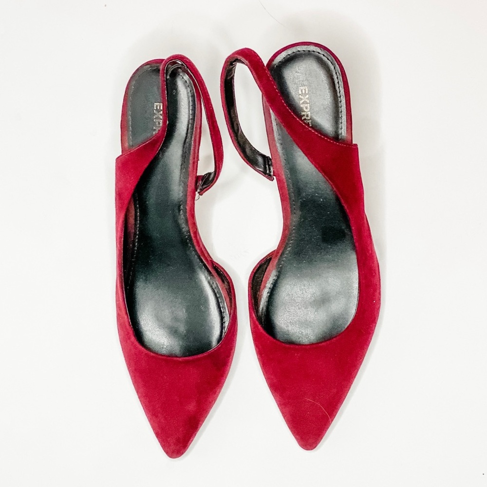 EXPRESS Wine Colored Velvet Kitten Heels Size 10